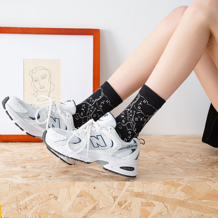 calcetin largo algodon negro gato 4011-1