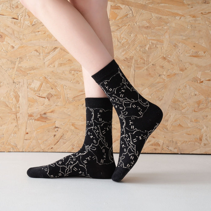 calcetin largo algodon negro gato 4011-1