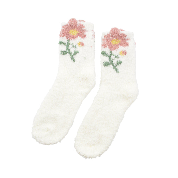 calcetin toalla blanco flores 3718-1