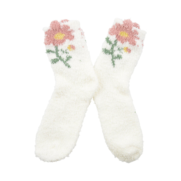 calcetin toalla blanco flores 3718-1