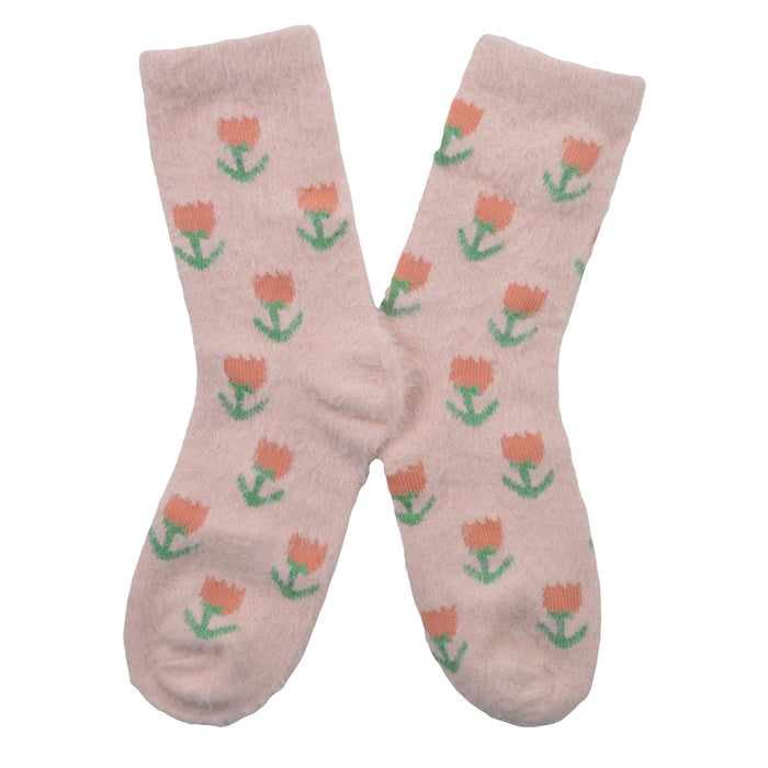 calcetin toalla largo rosas 4020-5