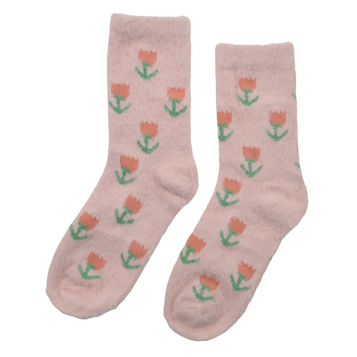 calcetin toalla largo rosas 4020-5