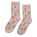 calcetin toalla largo rosas 4020-5