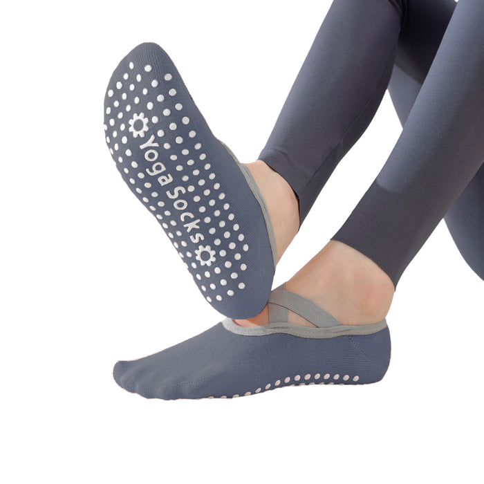 calcetin yoga gris antidesliante invisible elastico 3962-2