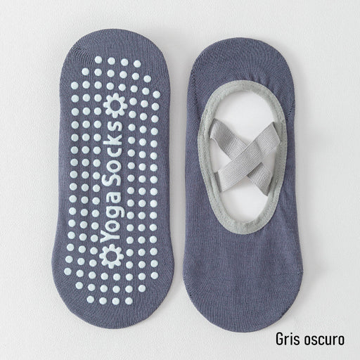 calcetin yoga gris antidesliante invisible elastico 3962-2