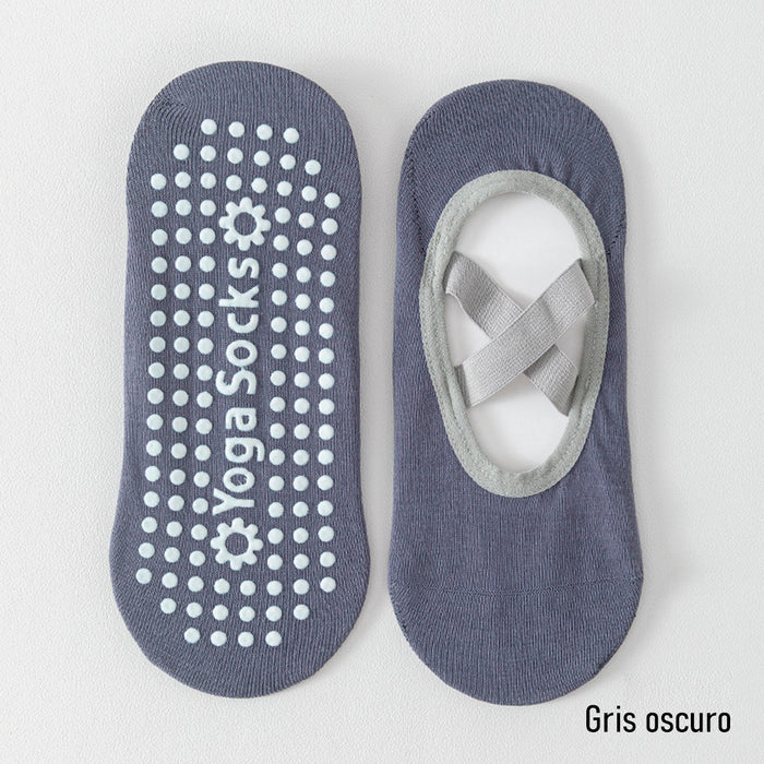 calcetin yoga gris antidesliante invisible elastico 3962-2