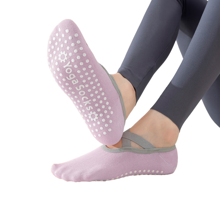 calcetin yoga morado antidesliante invisible elastico 3962-3 modelo
