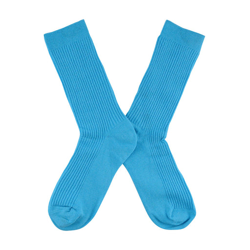 calcetines media pierna azul claro algodon 