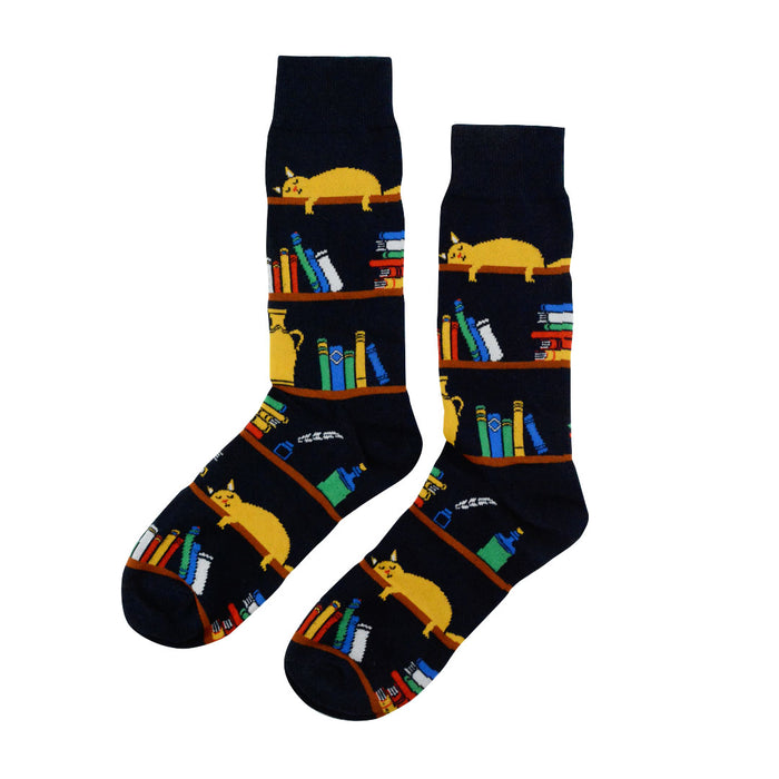 calcetines algodon gato libros biblioteca
