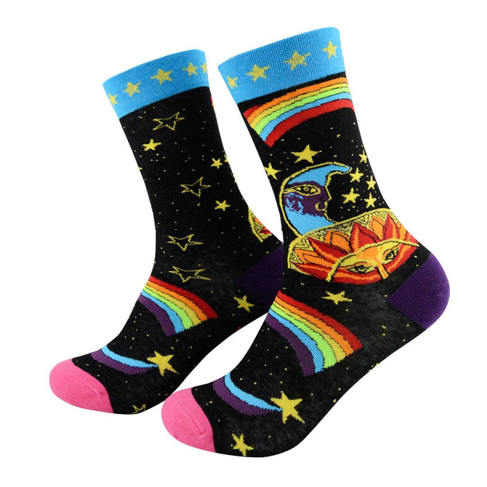 calcetines algodon largo arcoiris luna estrellas 35-40