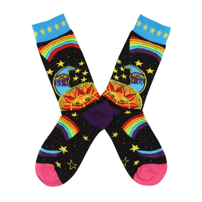 calcetines algodon largo arcoiris luna estrellas 35-40