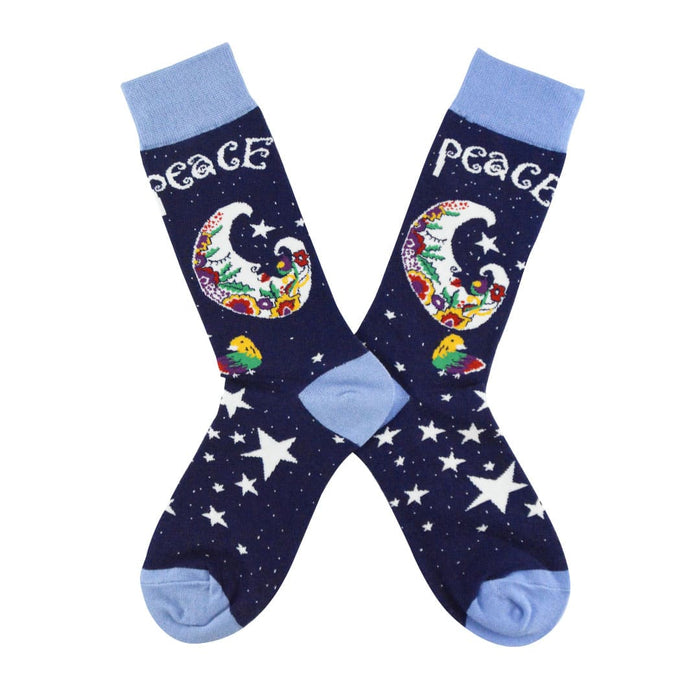 calcetines algodon largo peace paz luna estrellas 35-40