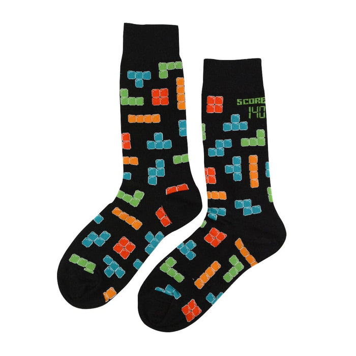 calcetines algodon largo tetris video juego cuadros talla 35-40