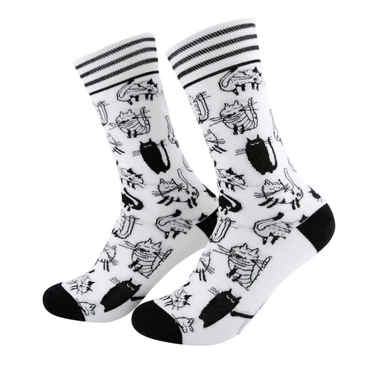 calcetines algodon largos gato negro blanco talla 35-40