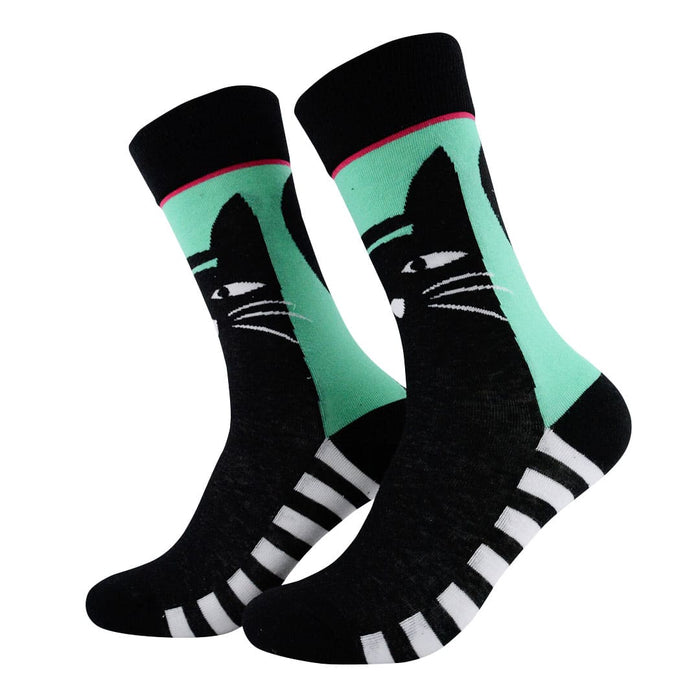 calcetines algodon largos gato negro rayas talla 35-40
