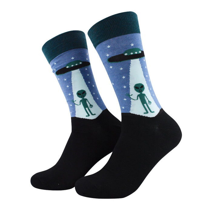 calcetines algodon largos nave espacial alien extraterrestre talla 40-45