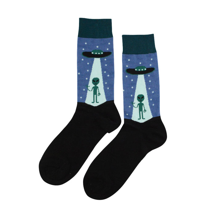 calcetines algodon largos nave espacial alien extraterrestre talla 40-45