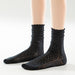 calcetines de encaje malla ahuecado negro largo modelo