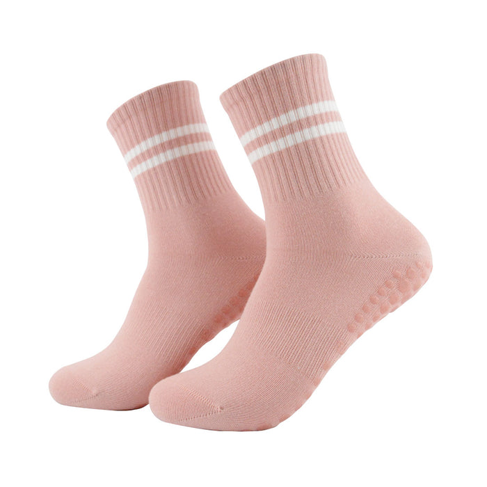 calcetines media caña pierna yoga deportivo antideslizante rosa palo 3673-3_1