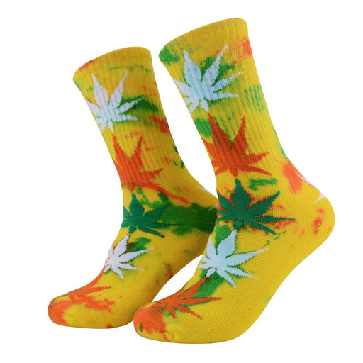 calcetines media pierna gruesos algodon marihuana colores