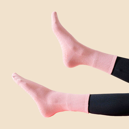 calcetines yoga deportivos antideslizantes rosado largos modelo