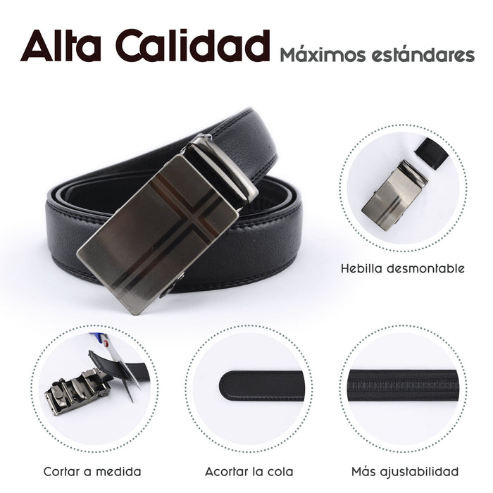 calidad cinturon automatico liso hombre sintetico negro