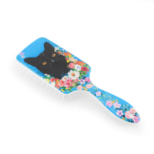 cepillo cabello gato negro floral