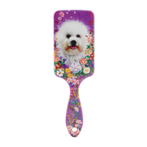 cepillo cabello poodle floral morado