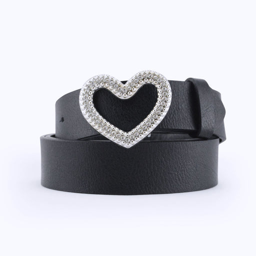 cinturon corazon strass negro liso 3556-1