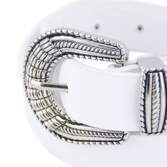 cinturon liso blanco hebilla texturizada 3352-2