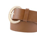 cinturon liso camel sintetico hebilla semicirculo dorado texturizado