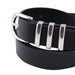 cinturon liso negro sintetico hebilla plateada pasador metalico