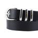 cinturon liso negro sintetico hebilla plateada pasador metalico