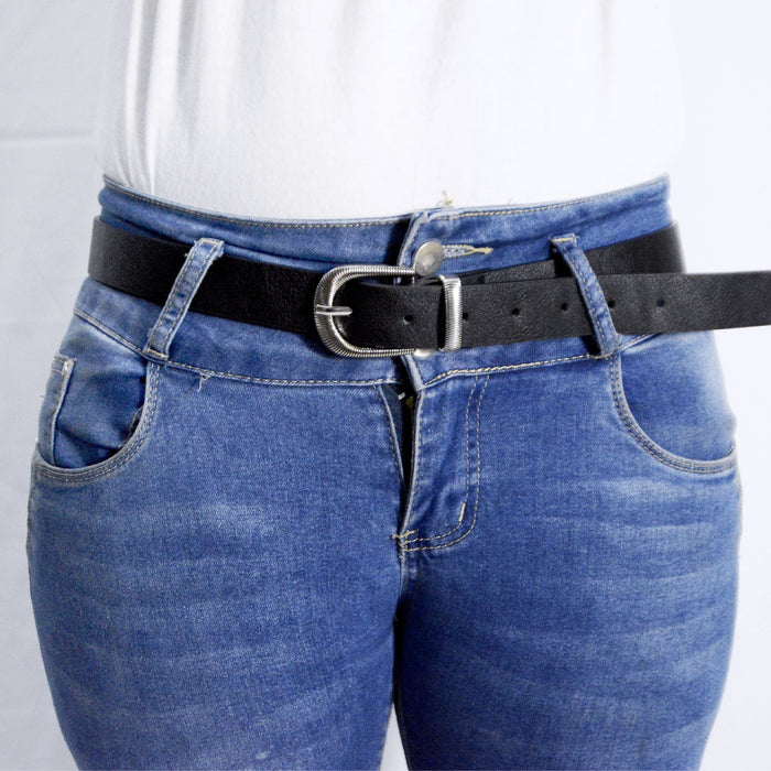 cinturon mujer correa sintetica liso hebilla punta metal modelo 3193