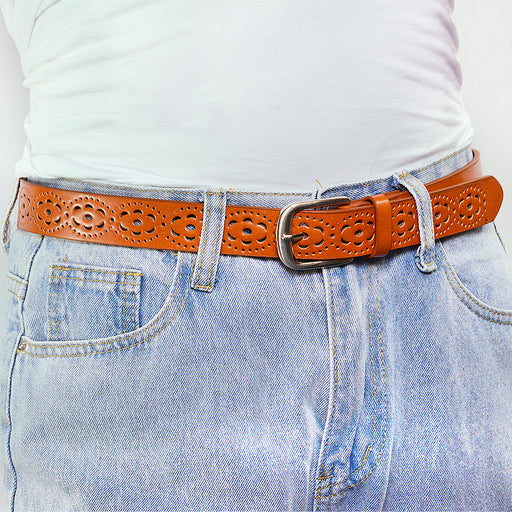 cinturon mujer sintetico hoyos plateado correa modelo 2068