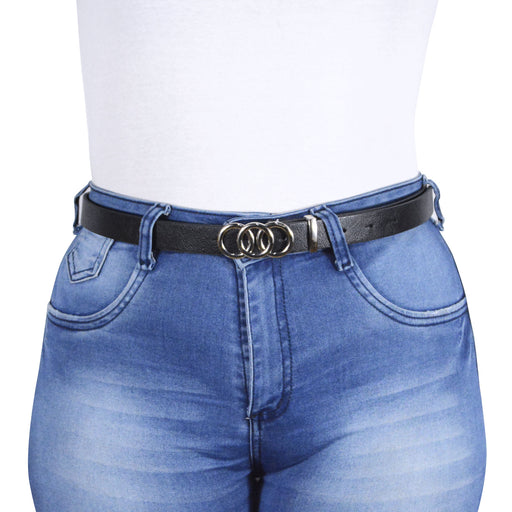 cinturon negro 3 circulos liso modelo