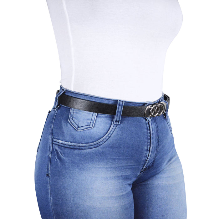 cinturon negro 3 circulos liso modelo
