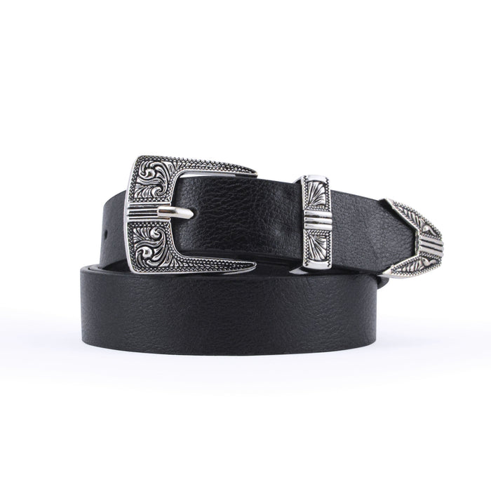 cinturon negro hebilla texturizada 3360-1