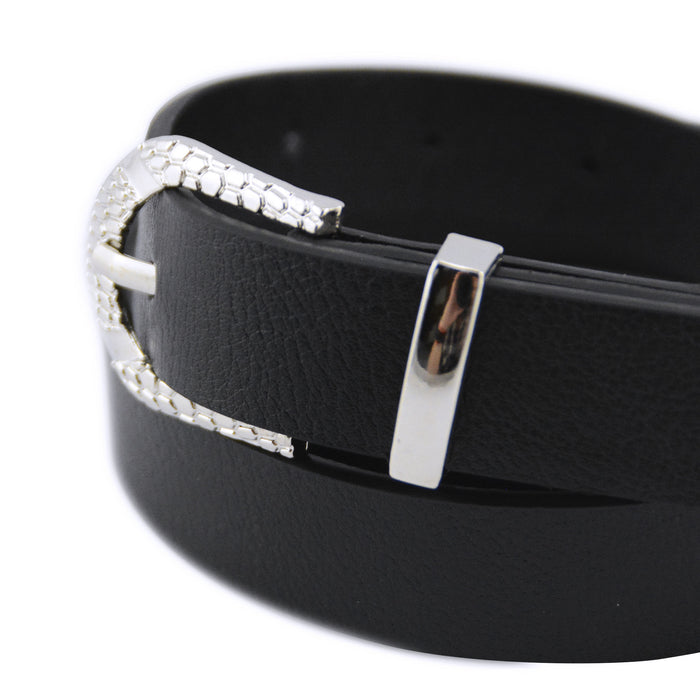 cinturon negro liso delgado sintetico