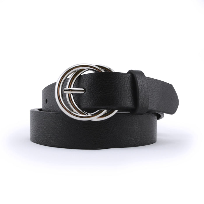 cinturon negro liso doble circulo unido