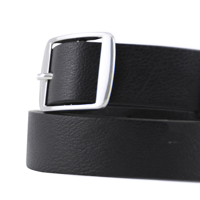 cinturon negro liso hebilla retangular simple 