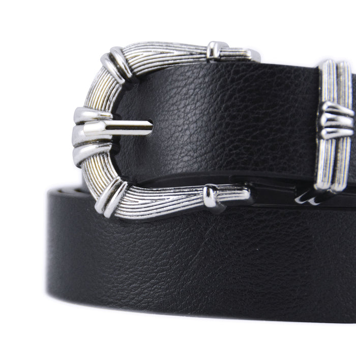 cinturon negro liso sintetico punta metal 3362-1