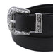 cinturon negro punta metal liso 