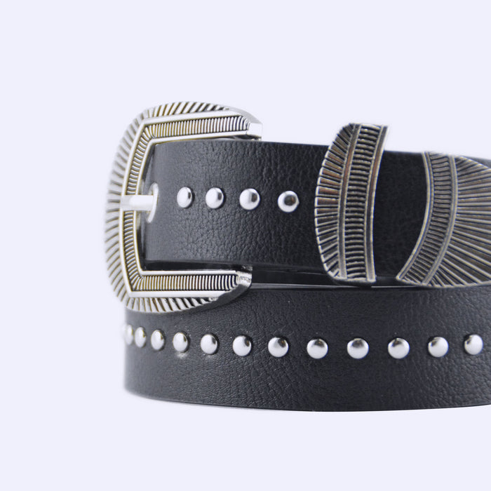 cinturon negro tacha 3565