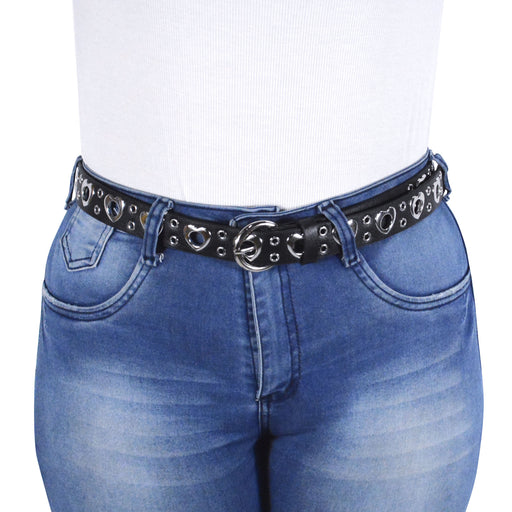 cinturon plateado corazones tacha modelo 3557