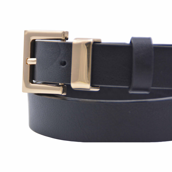 cinturon sintetico liso negro metal Dorado 4079-2