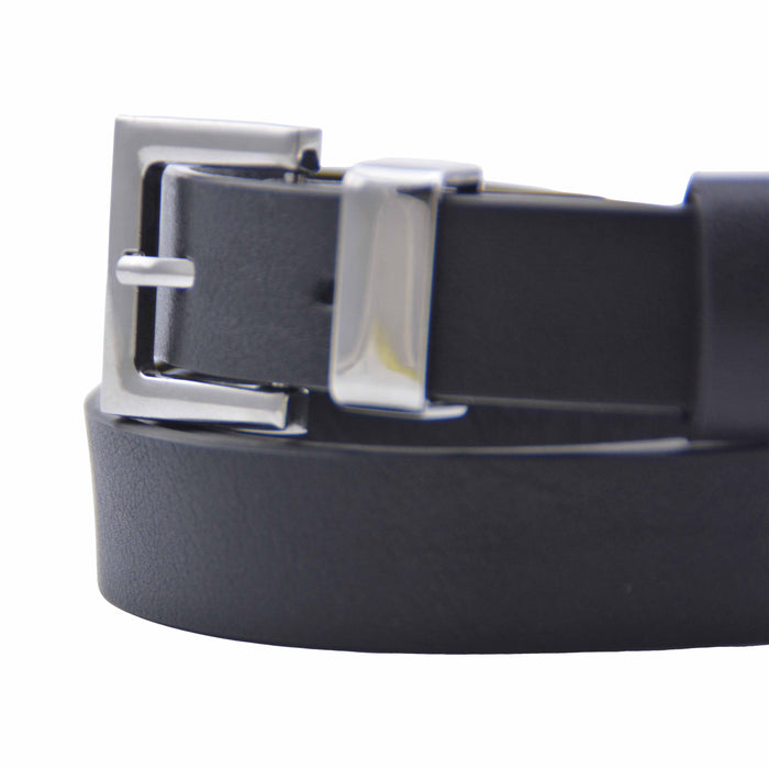 cinturon sintetico liso negro metal Plateado 4079-1