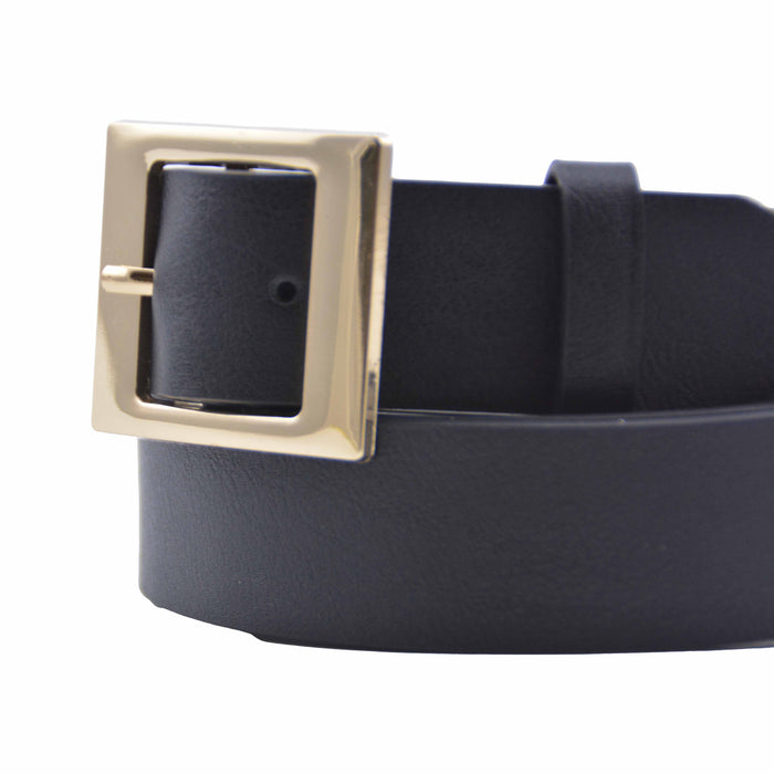 cinturon sintetico liso negro metal dorado 4078-2