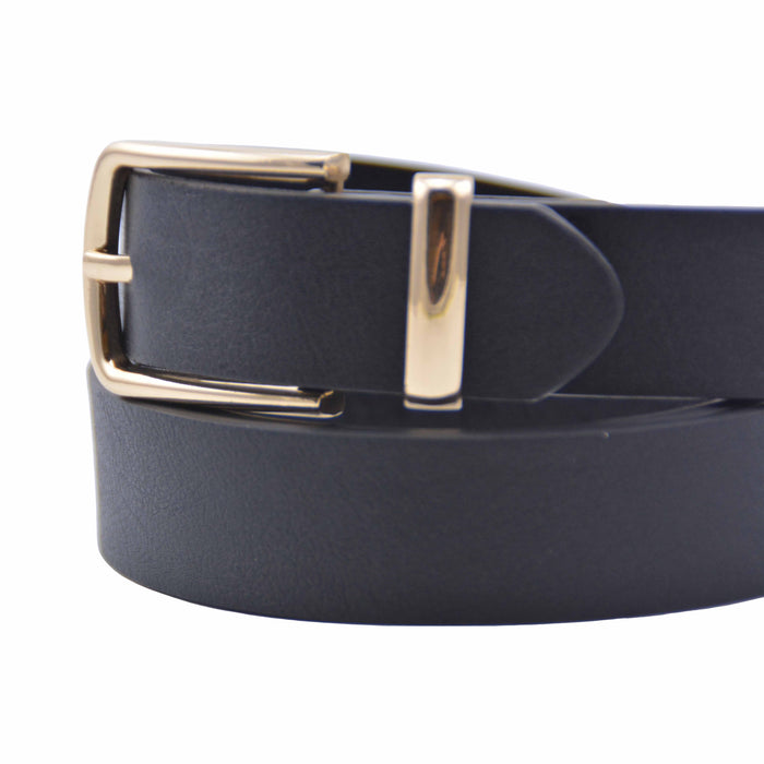 cinturon sintetico liso negro metal dorado 4081-2