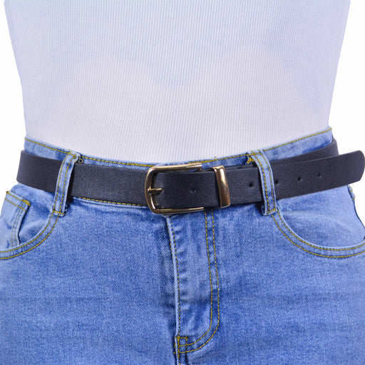 cinturon sintetico liso negro metal dorado 4081-2